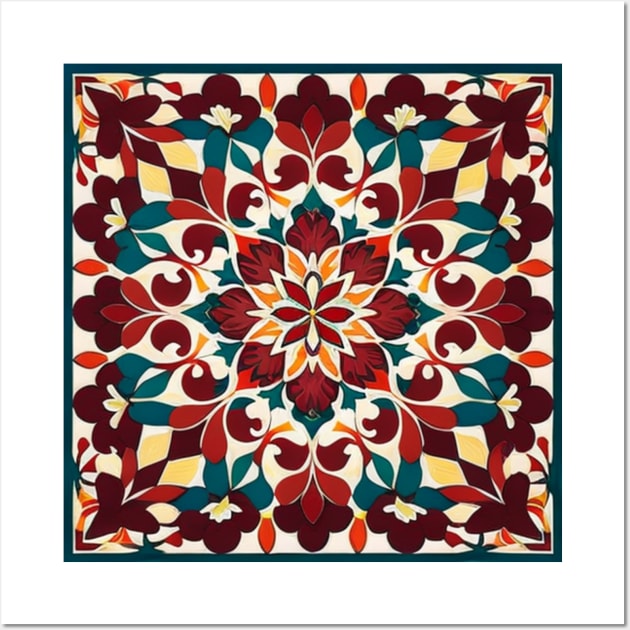 Floral Tile Pattern - Art Deco Abstract Design Wall Art by CursedContent